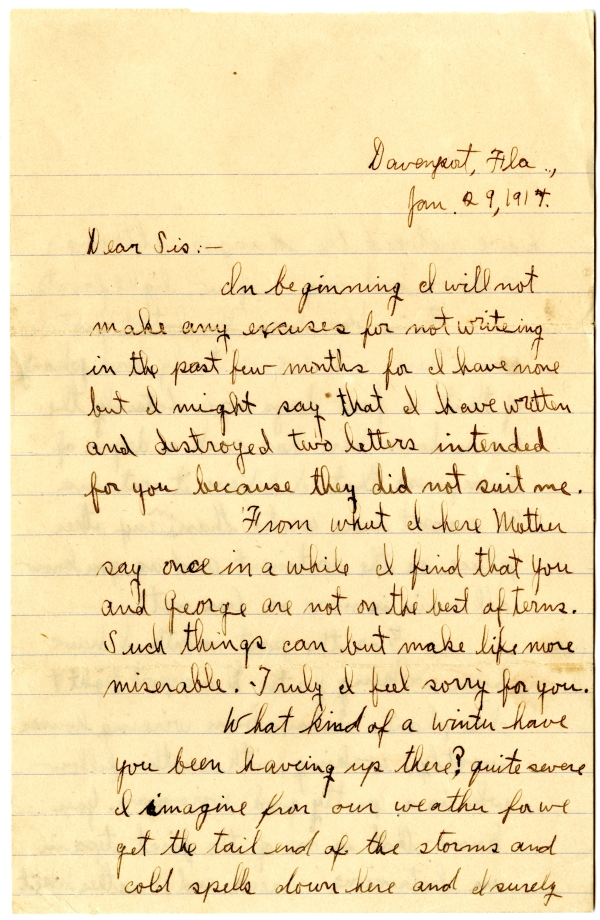 Letter from Algy Knox Bevins to Merie Rieck - January 29, 1914