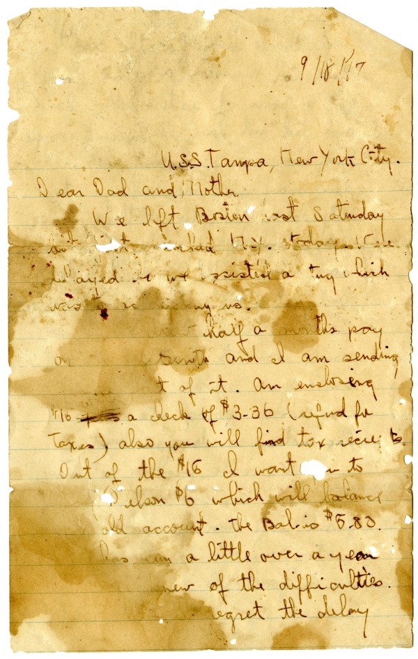 Letter from Algy Knox Bevins to William and Minnie Bevins - September 18, 1917