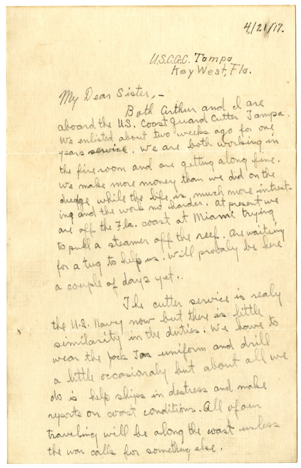 Letter from Algy Knox Bevins to Merie Rieck - April 21, 1917