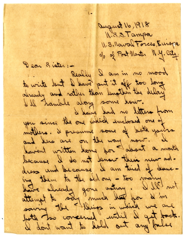 Letter from Algy Knox Bevins to Merie Rieck - August 16, 1918