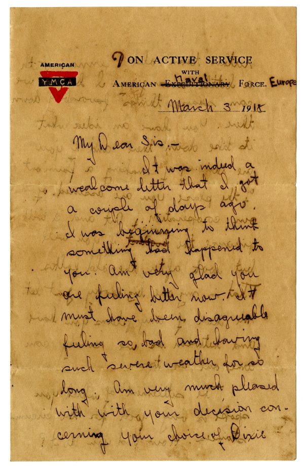 Letter from Algy Knox Bevins to Merie Rieck - March 3, 1918