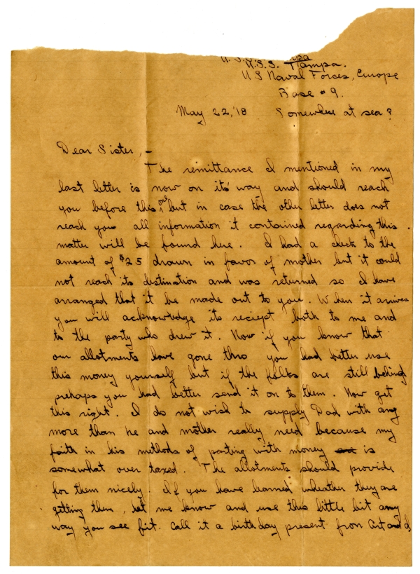 Letter from Algy Knox Bevins to Merie Rieck - May 22, 1918