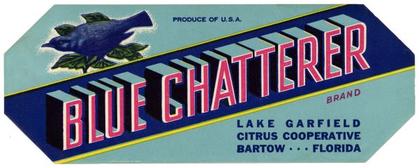 Blue Chatterer Brand Citrus Label