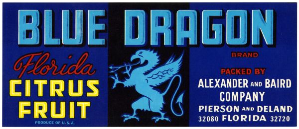 Blue Dragon Florida Citrus Fruit Label