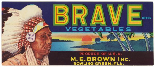 Brave Brand Vegetables Label