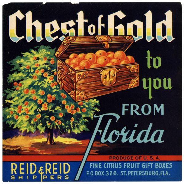 Chest of Gold Citrus Label