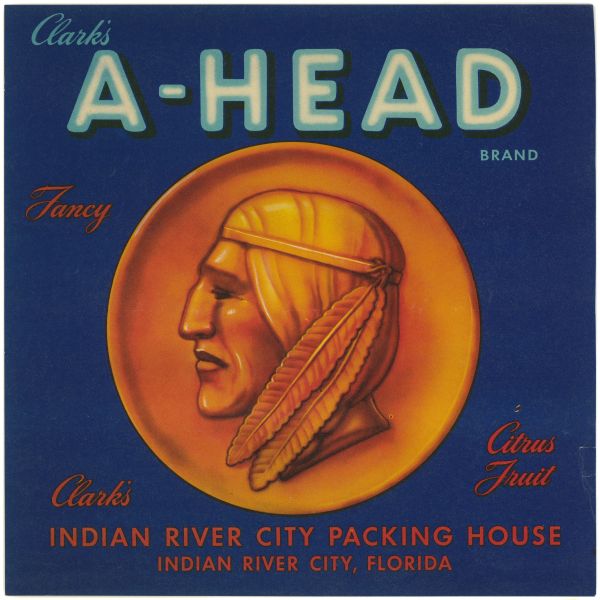 Clark's A-Head Brand Fancy Citrus Fruit Label