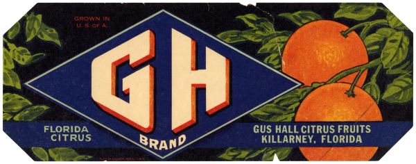 GH Brand Florida Citrus Label