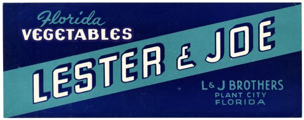 Lester and Joe Florida Vegetables Label