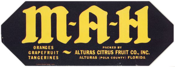 M-A-H Citrus Label