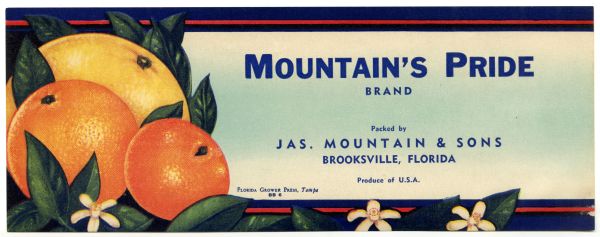 Mountain's Pride Brand Citrus Label