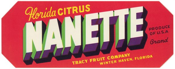 Nanette Brand Florida Citrus Label