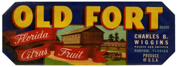 Old Fort Brand Florida Citrus Fruit Label