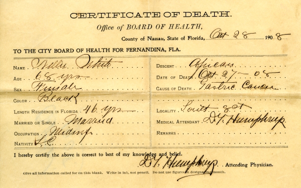 White, Nellie death certificates