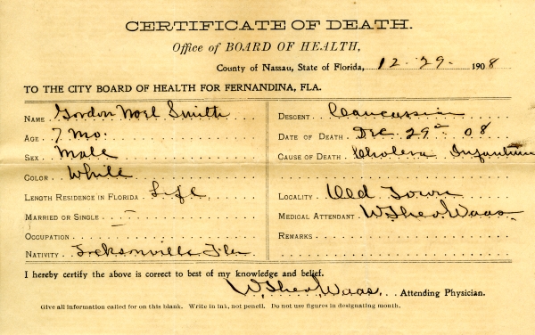 Smith, Gordon Noel death certificates