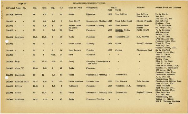 Boat Census Entry - Mary, Registered to Joas Dentinho