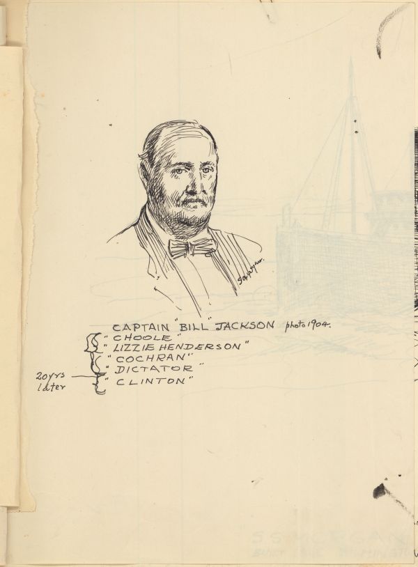 Sketch of Captain Bill Jackson by Philip Ayer Sawyer, 1938