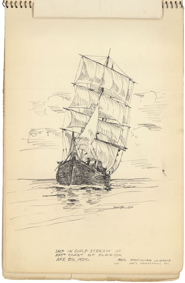 Sketch of a Ship in the Gulf Stream Off the East Coast of Florida by Philip Ayer Sawyer, 1938