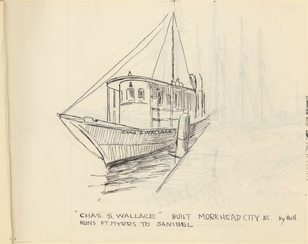 Sketch of the Charles S. Wallace by Philip Ayer Sawyer, 1938