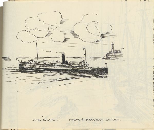 Sketch of the Steamer S.S. Cuba by Philip Ayer Sawyer, 1938