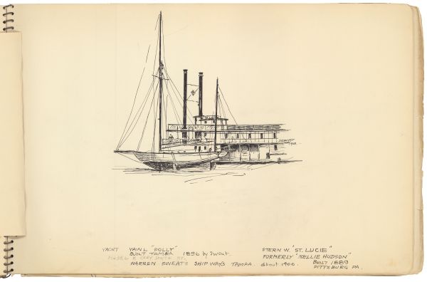 Sketch of the Yawl Polly by Philip Ayer Sawyer, 1938