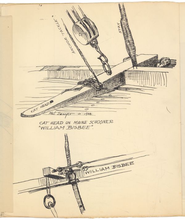 Sketch of Rigging from the Schooner William Bisbee by Philip Ayer Sawyer, 1938