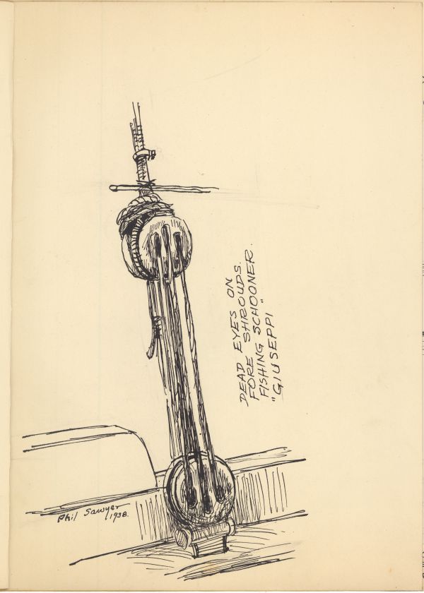 Sketch of Rigging from the Fishing Schooner Giuseppi by Philip Ayer Sawyer, 1938