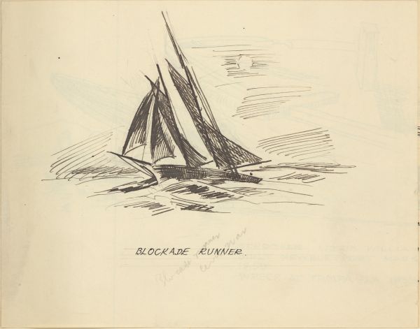 Sketch of a Blockade Runner by Philip Ayer Sawyer, 1938