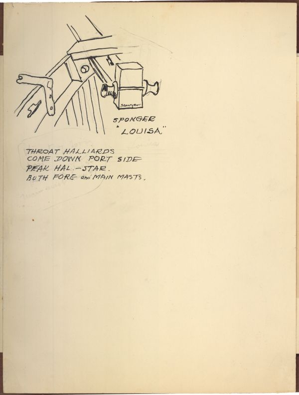 Sketch of Rigging from the Sponger Louisa by Philip Ayer Sawyer, 1938