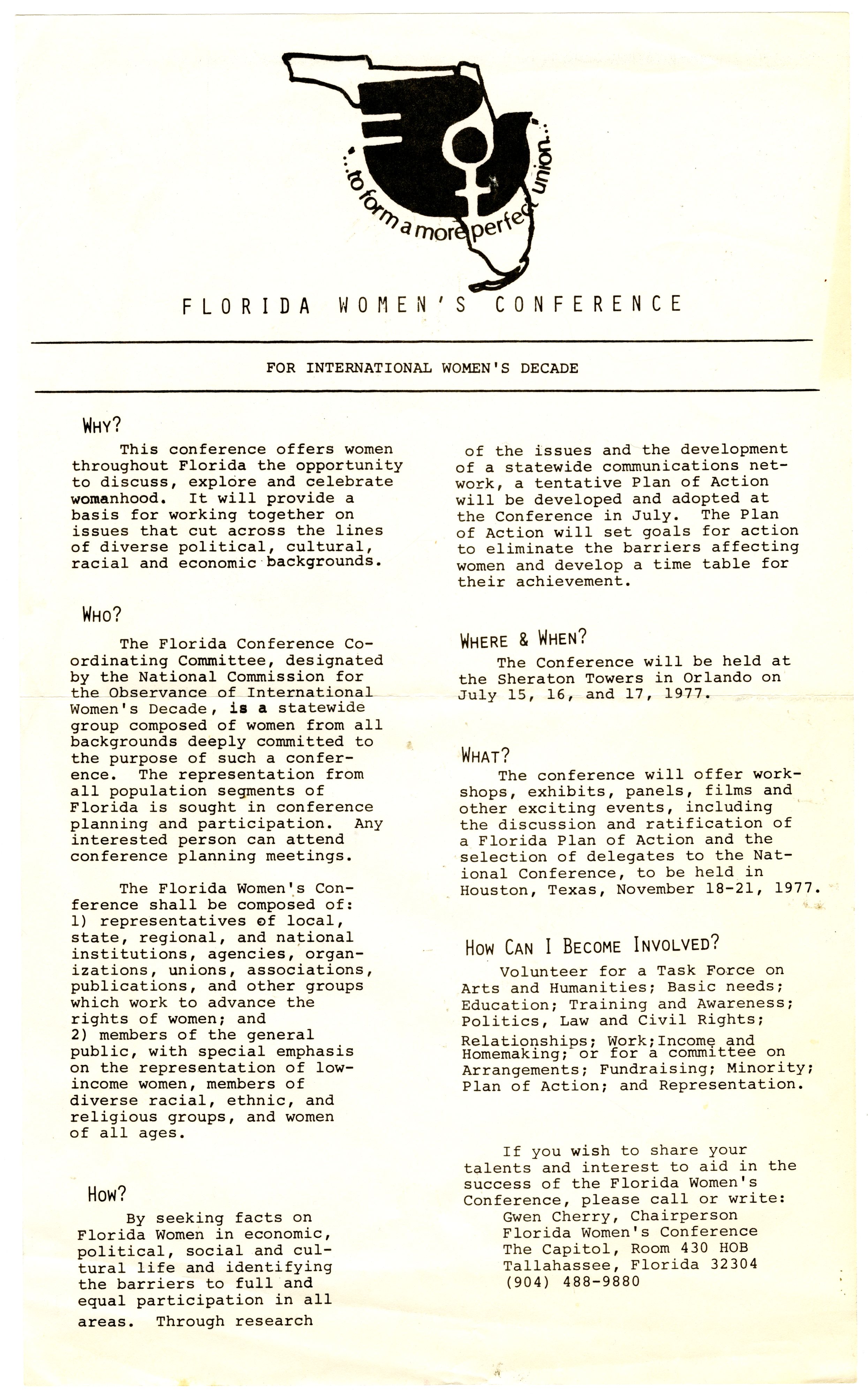 Promotional flier for the 1977 Florida Women’s Conference.