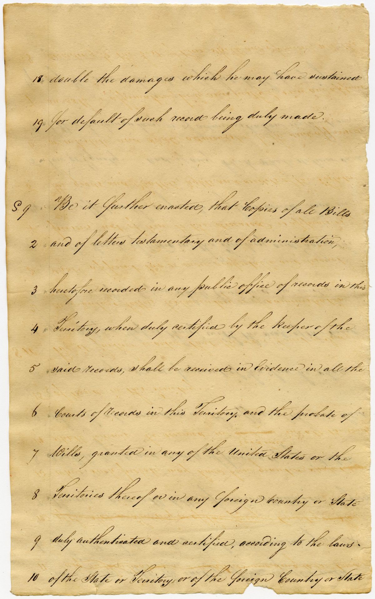 Draft of an Act Regulating Wills, Executors, Administrators, and Guardians in the Territory of Florida, 1823