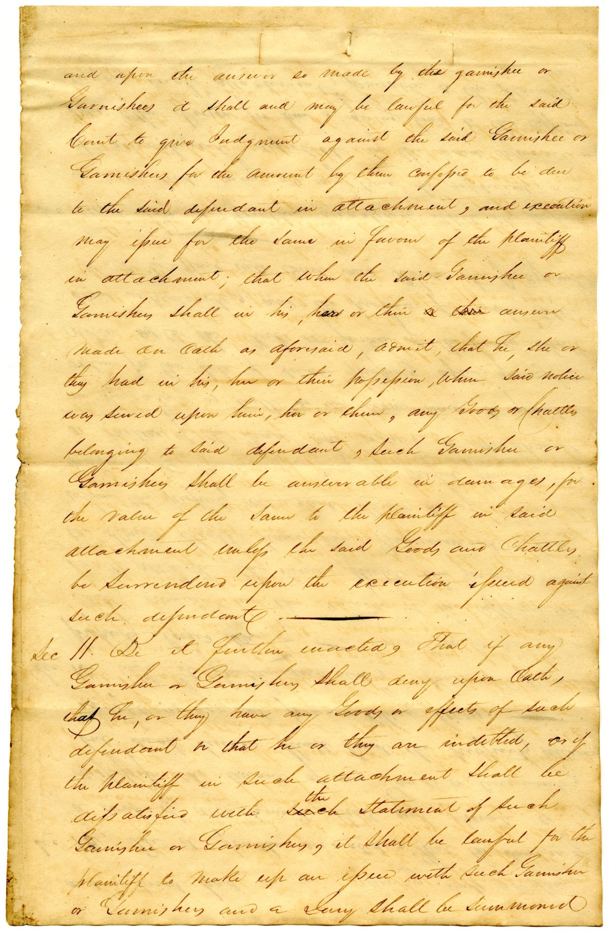 Draft of an Act Regulating Writs of Attachment in the Territory of Florida, 1823