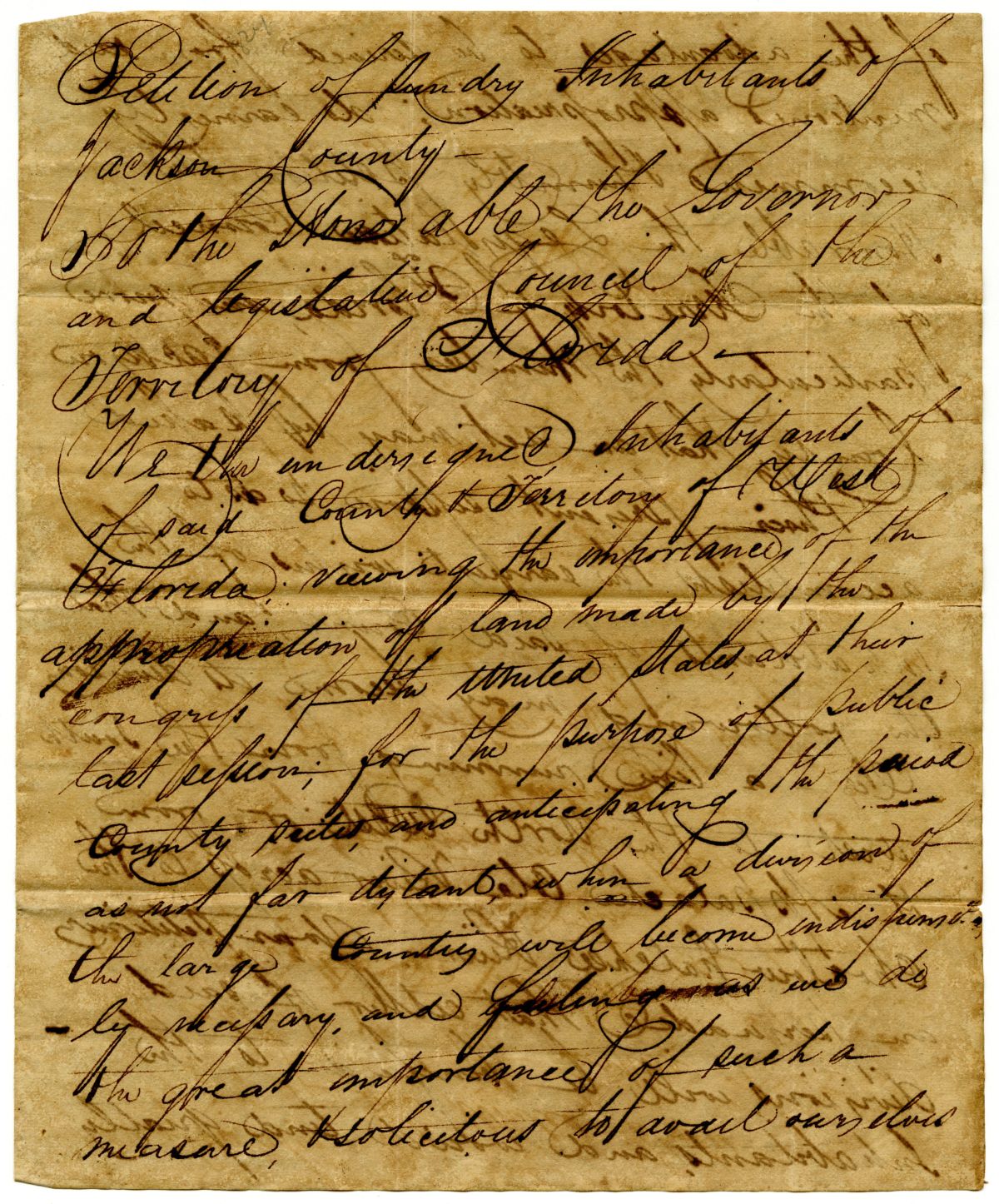 Petition from Residents of Jackson County Requesting a Specific Partition of Their County, 1824