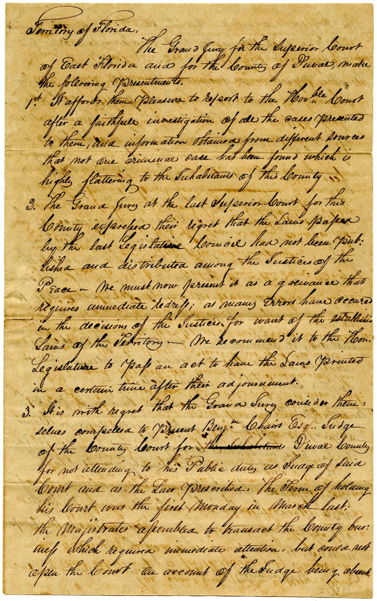 Grand Jury Presentment of the Superior Court for Duval County, 1824