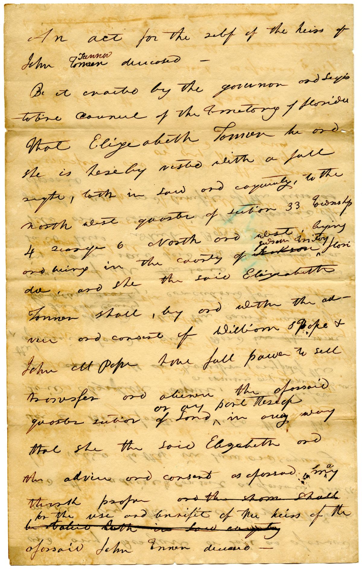 Draft of an Act for the Relief of the Heirs of John Tanner, 1827