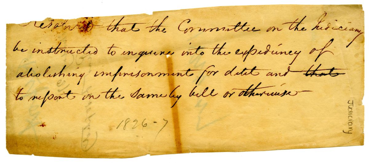 Resolution Instructing the Committee on the Judiciary to Inquire into Abolishing Debt Imprisonment, 1826