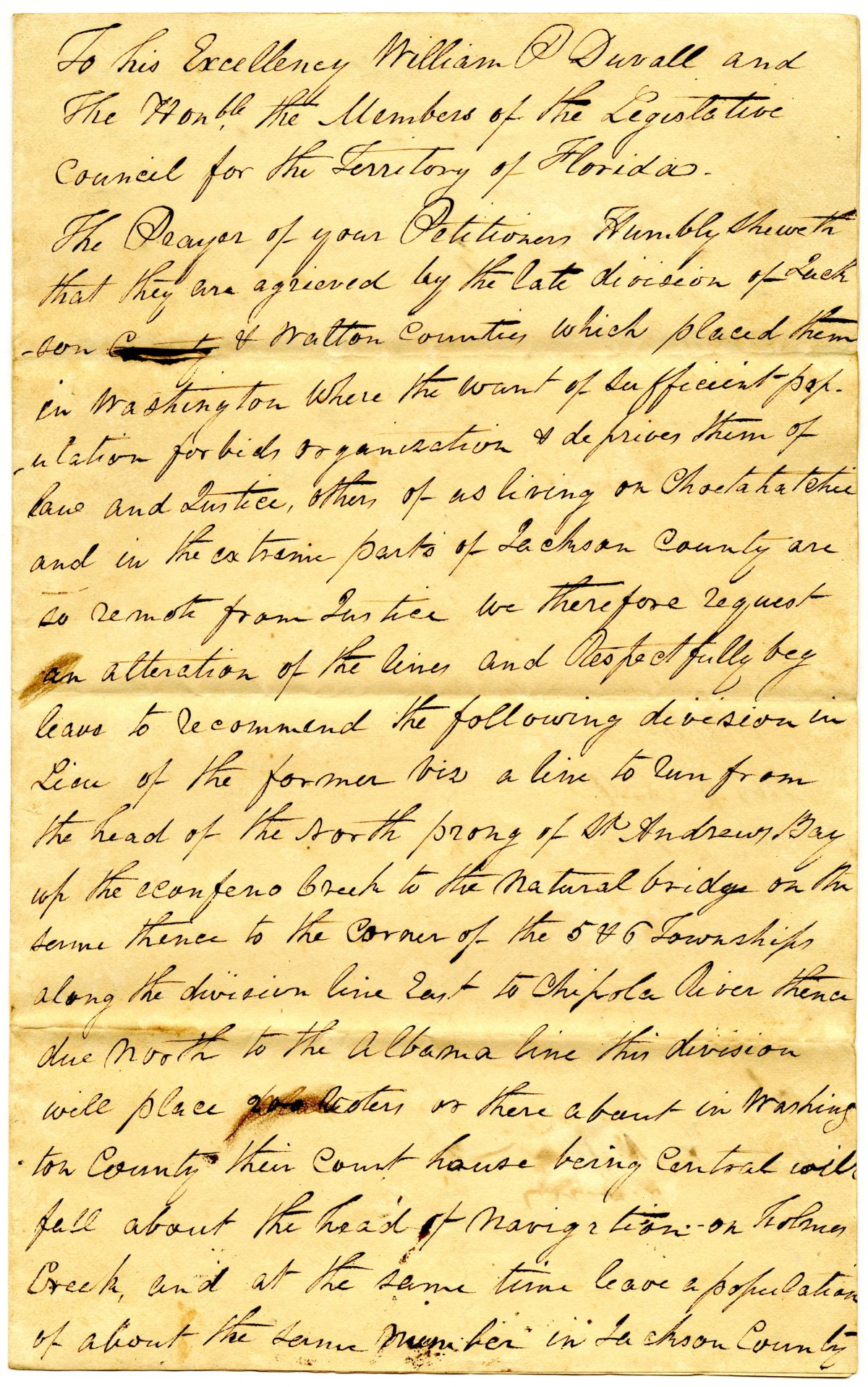 Petition of Certain Inhabitants of Washington and Jackson Counties Praying for New Boundaries, circa 1827