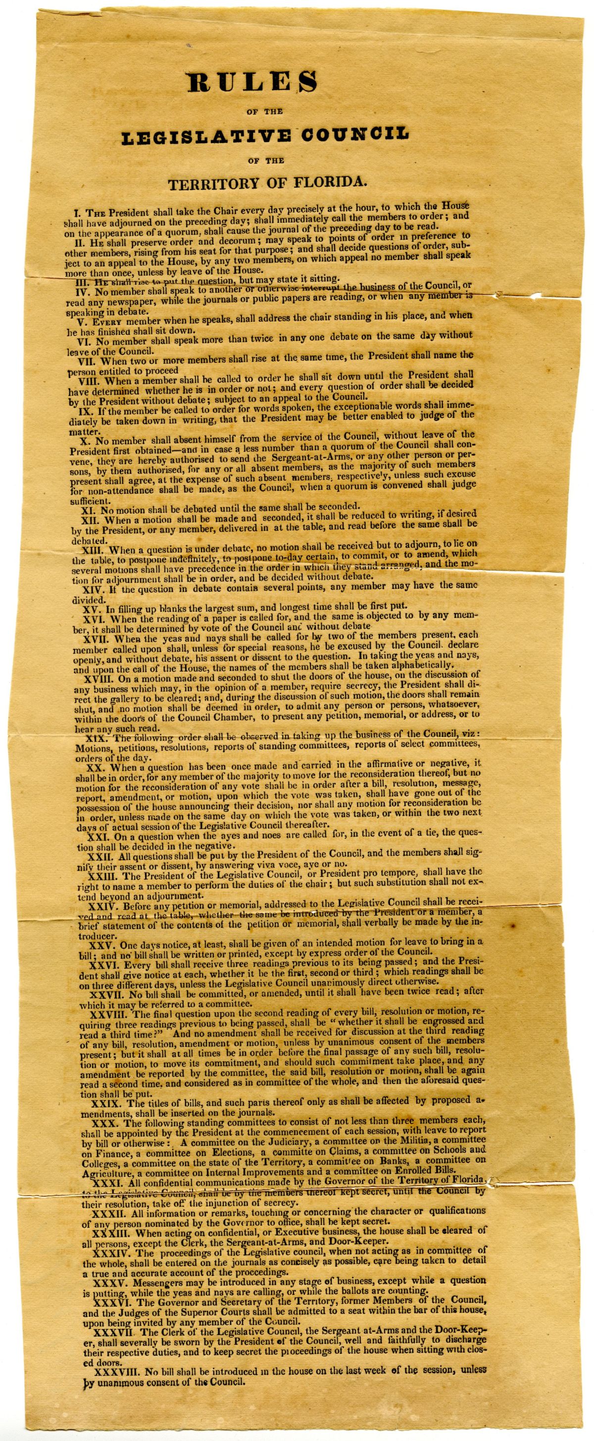 Rules of the Territorial Legislative Council of the Territory of Florida, 1827