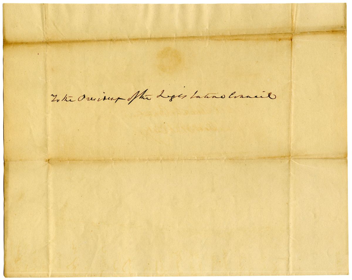 Letter from Acting Governor William McCarty to the President of the Territorial Legislative Council Commenting on a Bill Relating to Courts, 1828