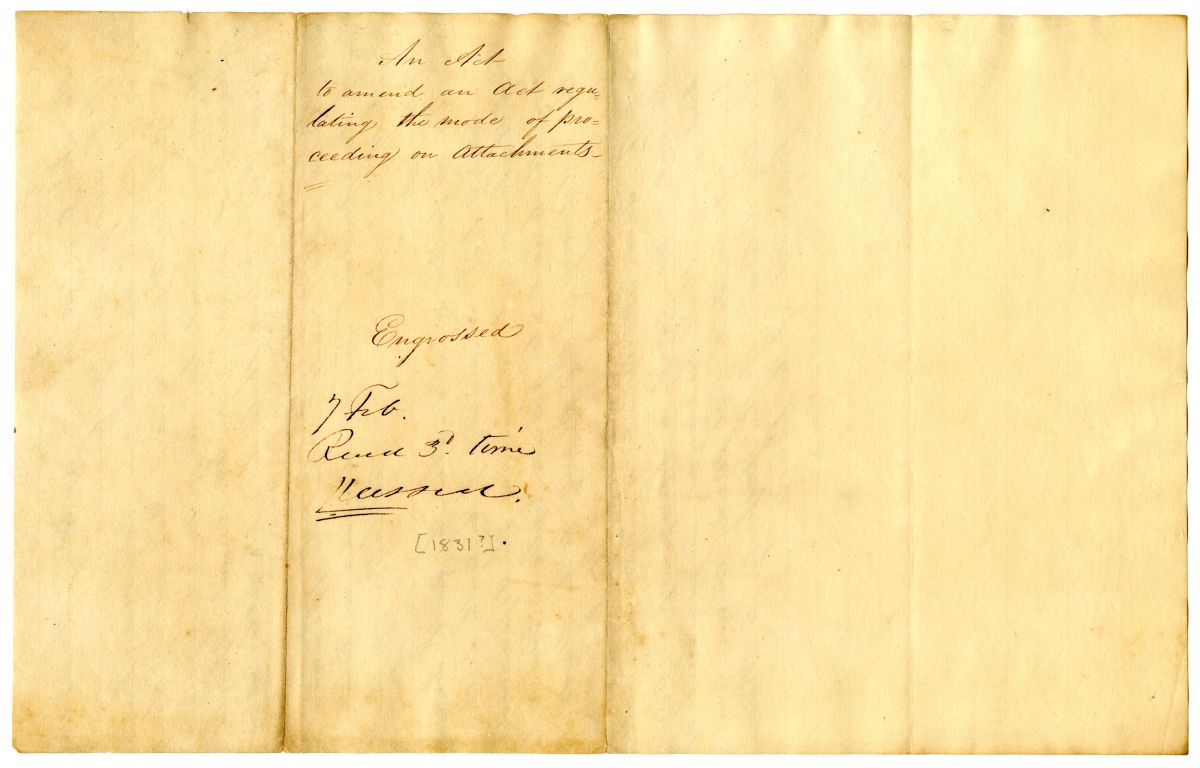 Draft of an Act to Amend an Act Regulating the Mode of Proceeding on Attachments, 1831