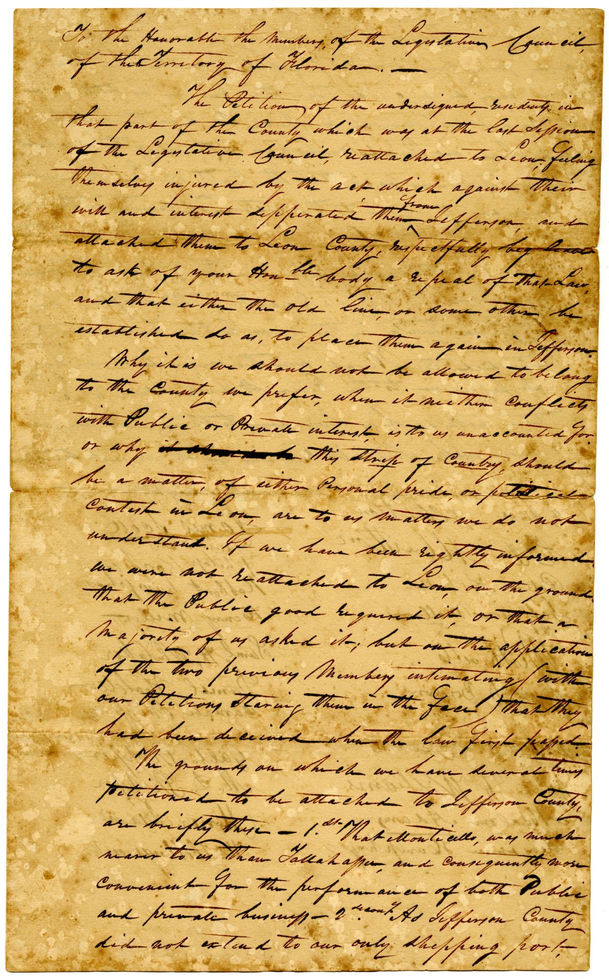 Petition of Citizens Requesting that Where They Live Be Reattached to Jefferson County, circa 1832