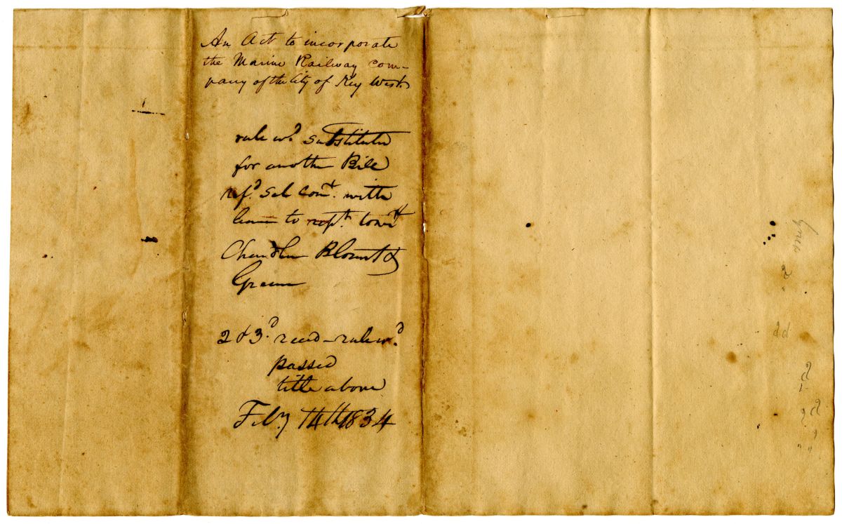 Draft of an Act to Incorporate the Marine Railway Company of the City of Key West, 1834