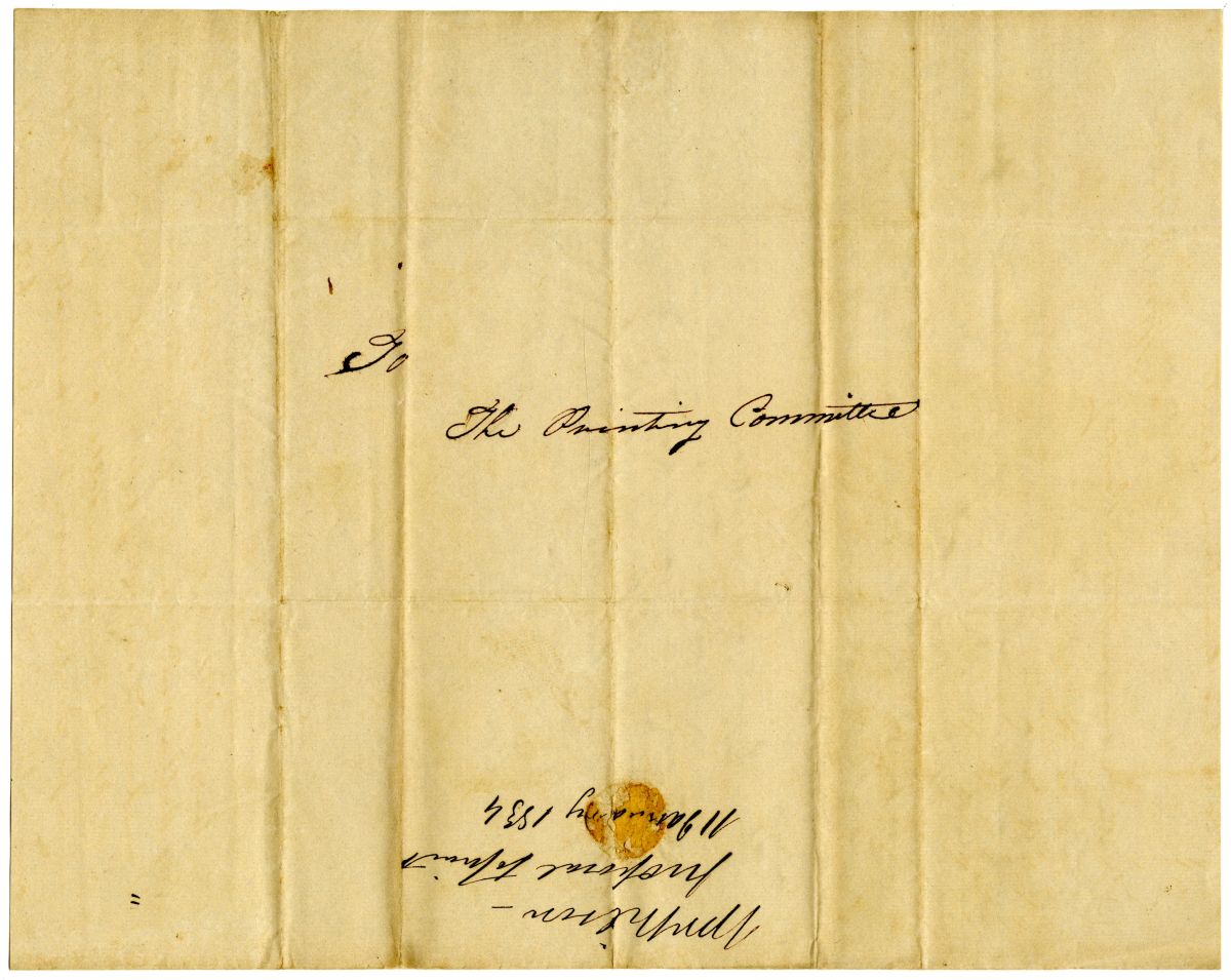 Letter from Printer William Wilson to the Committee on Printing, 1834