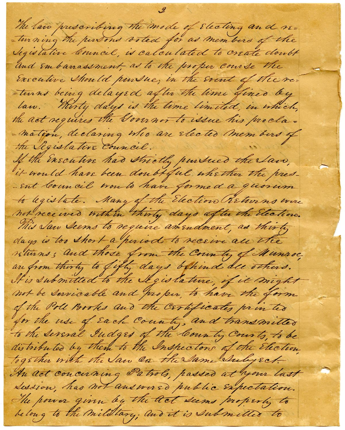 Message from Governor William Pope Duval to the Territorial Legislative Council, 1834