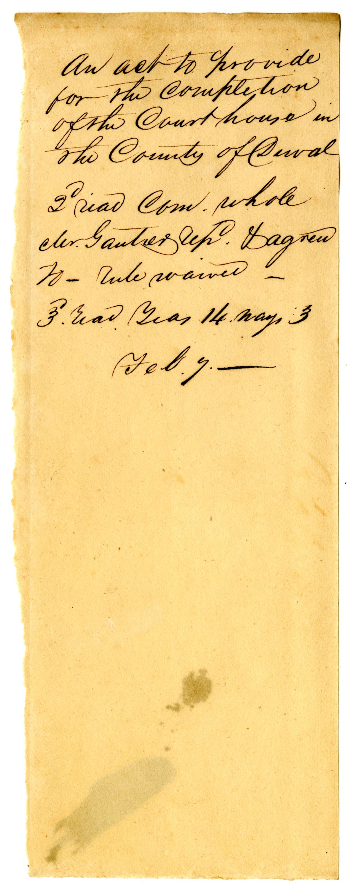 Working Papers of the Journal of the Florida Territorial Legislative Council, February 1834