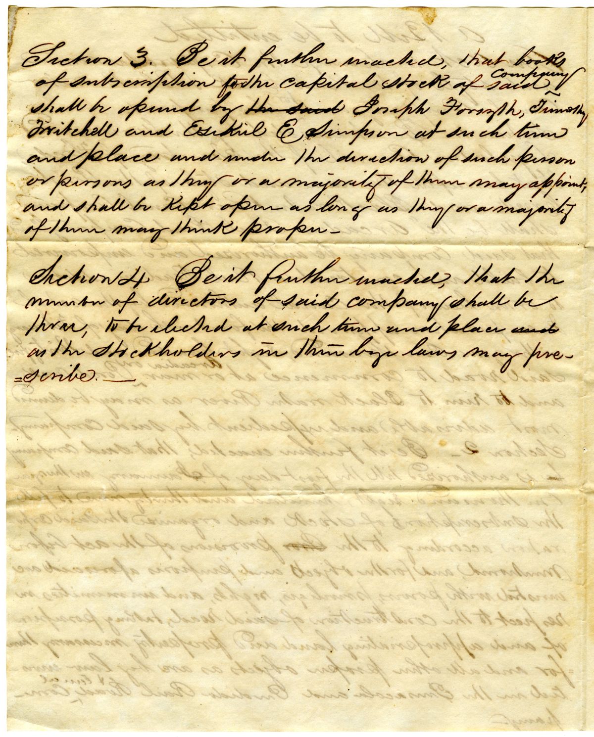 Draft of an Act to Change the Name of the Pond Creek & Black Water River Canal Company, 1838