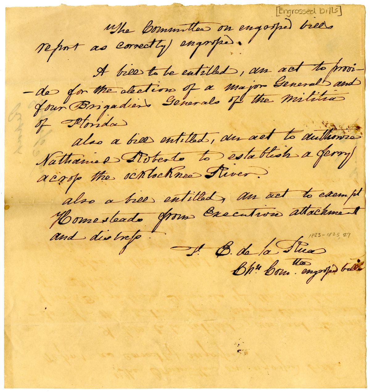 Report of the Committee on Engrossed Bills Concerning Several Engrossed Bills, circa 1845