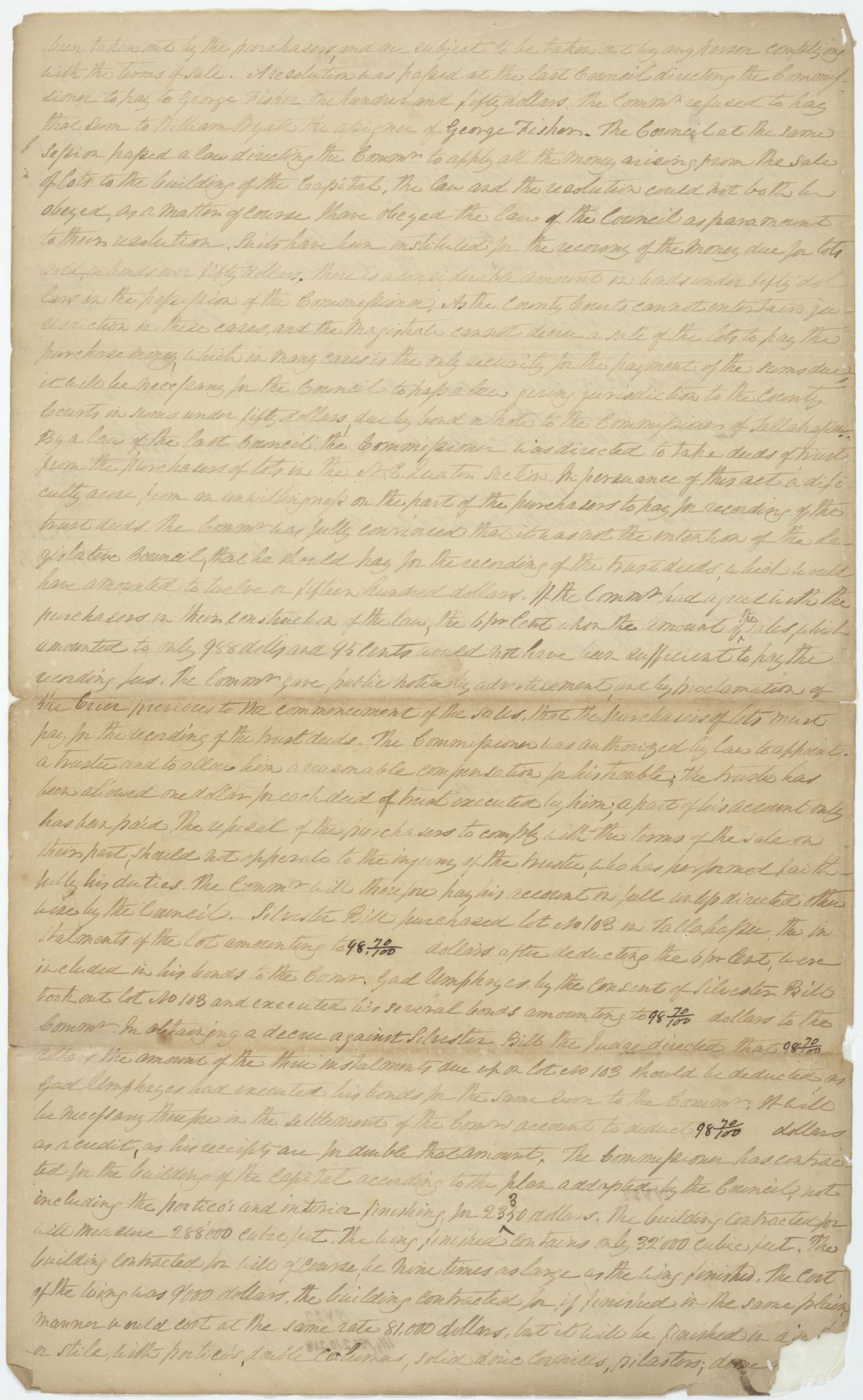 Report and Accounts of John Pope DuVal, Commissioner of Tallahassee, 1828