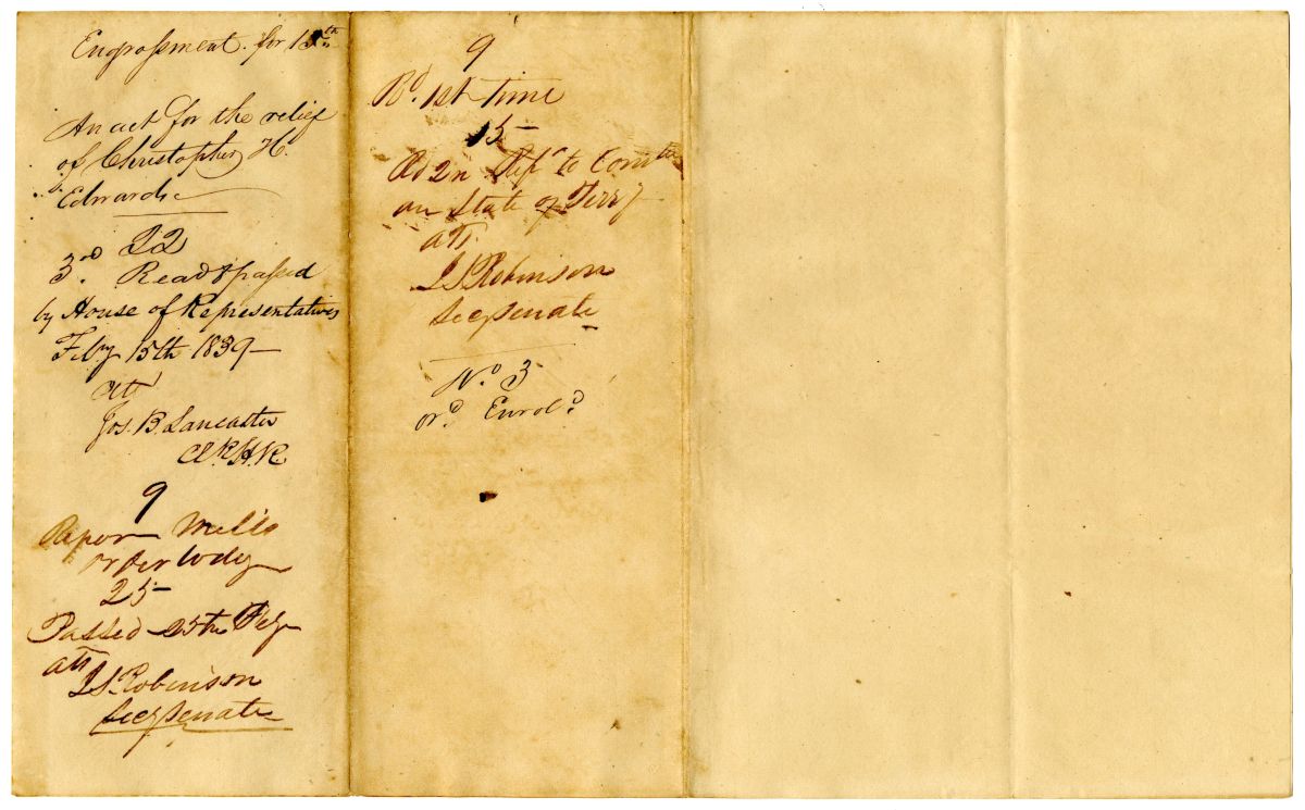 Draft of an Act for the Relief of Christopher H. Edwards, 1839