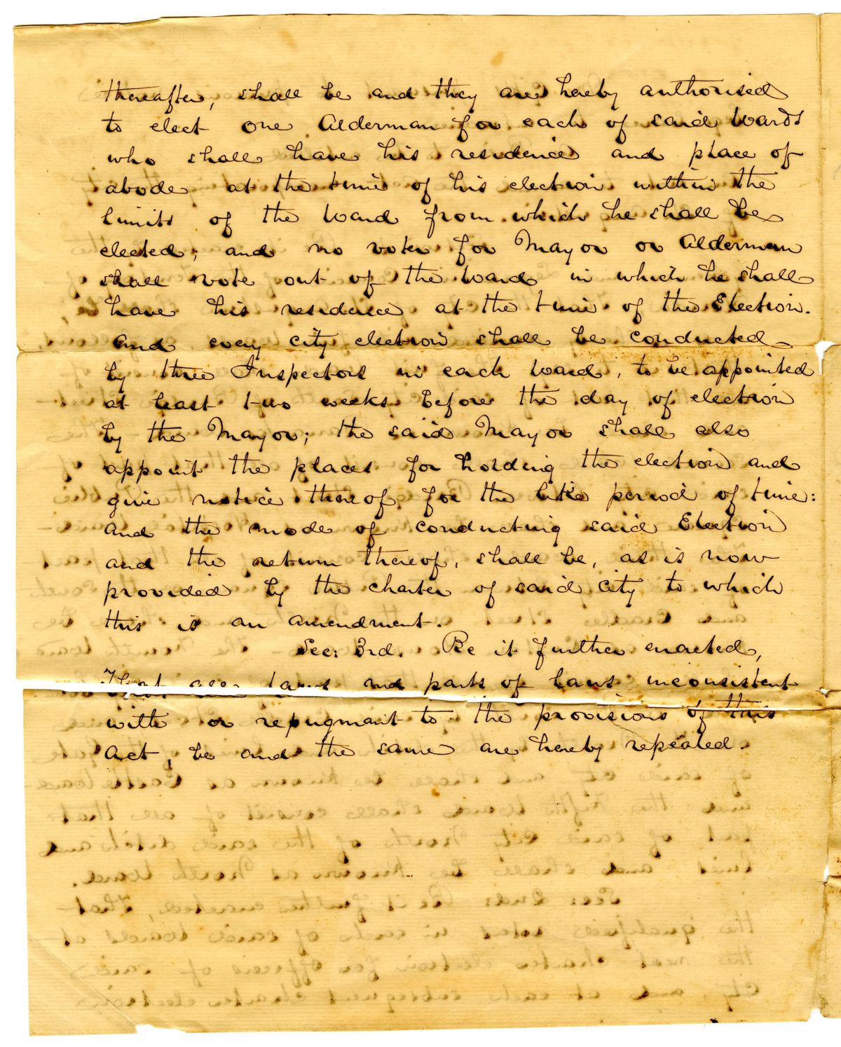 Draft of an Act to Amend an Act Incorporating the City of Saint Augustine, 1840